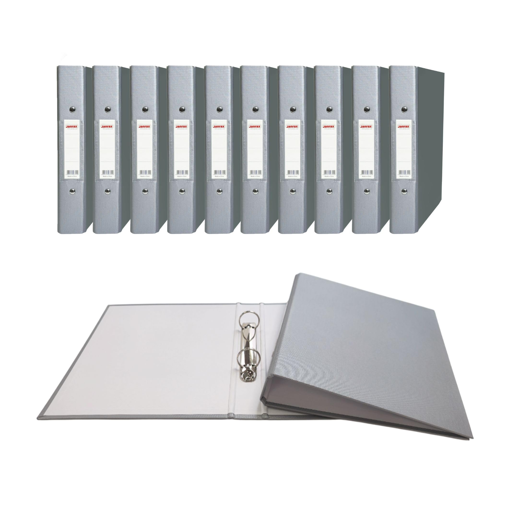 Pack of 5 A5 Small Grey Paper Over Board Ring Binders by Janrax