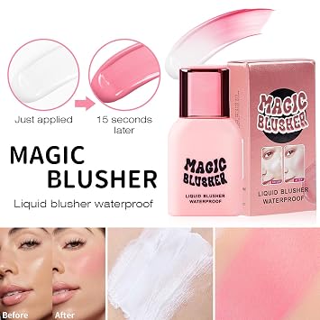 Liquid Blush Ph Reacting Creme Blusher,Color Changing Blush to Skins Natural Ph for Your Instant Perfect Shade,Buildable & Long-Lasting Cheek & Lip Tint,Magic Blusher for Natural Flush / 1.23Fl.Oz