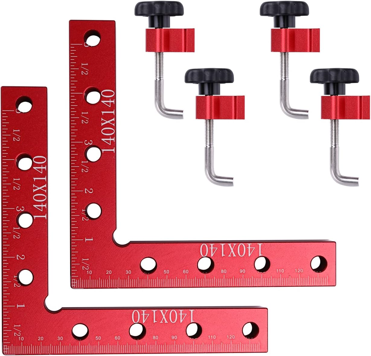 90 Degree Positioning Squares Right Angle Clamps, 140mm/5.5'', Aluminum Alloy, Woodworking Carpenter Corner Clamping Square Tool for Picture Frame Box Cabinets