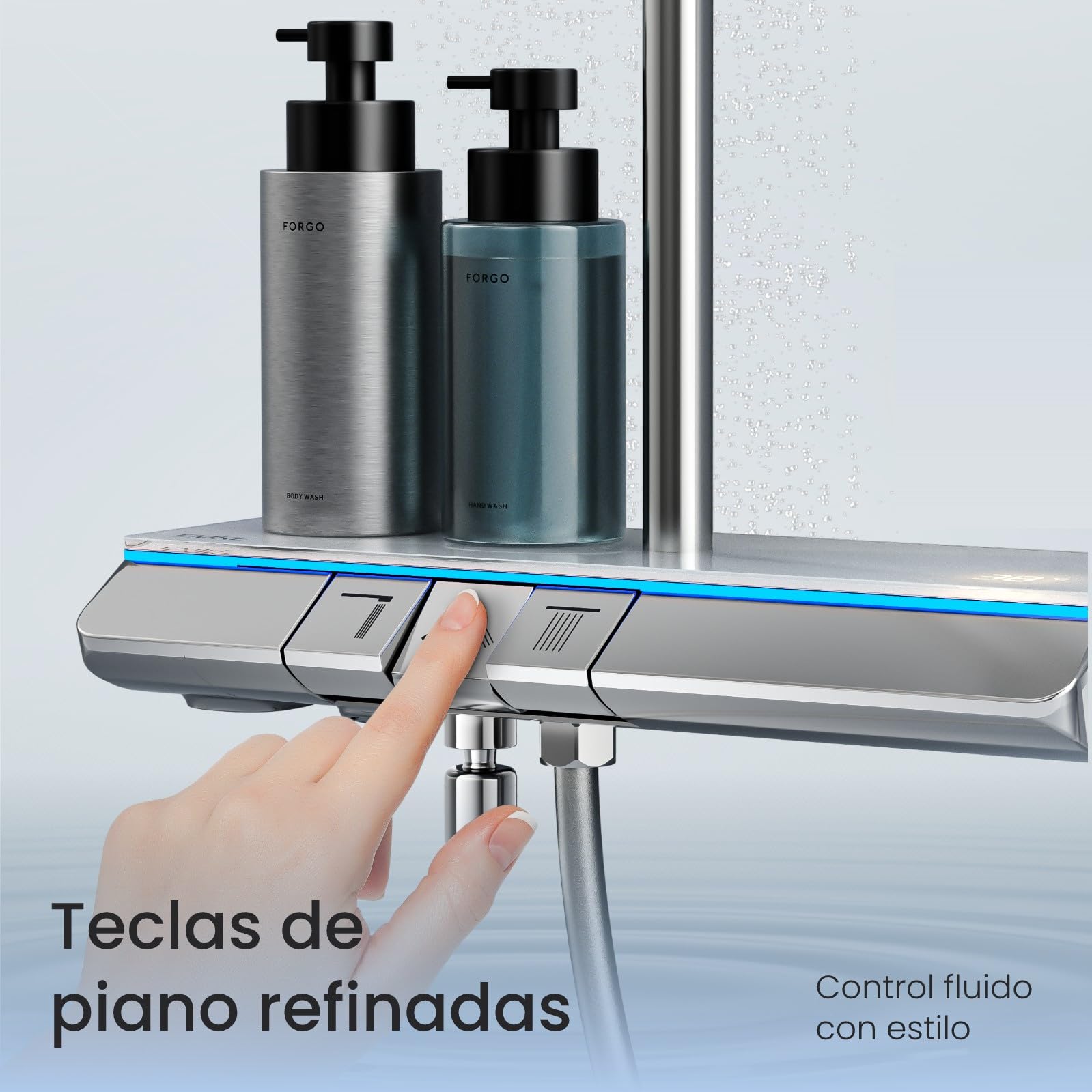 EMKE Columna de Ducha con Termostato, Cromado, Iluminación LED