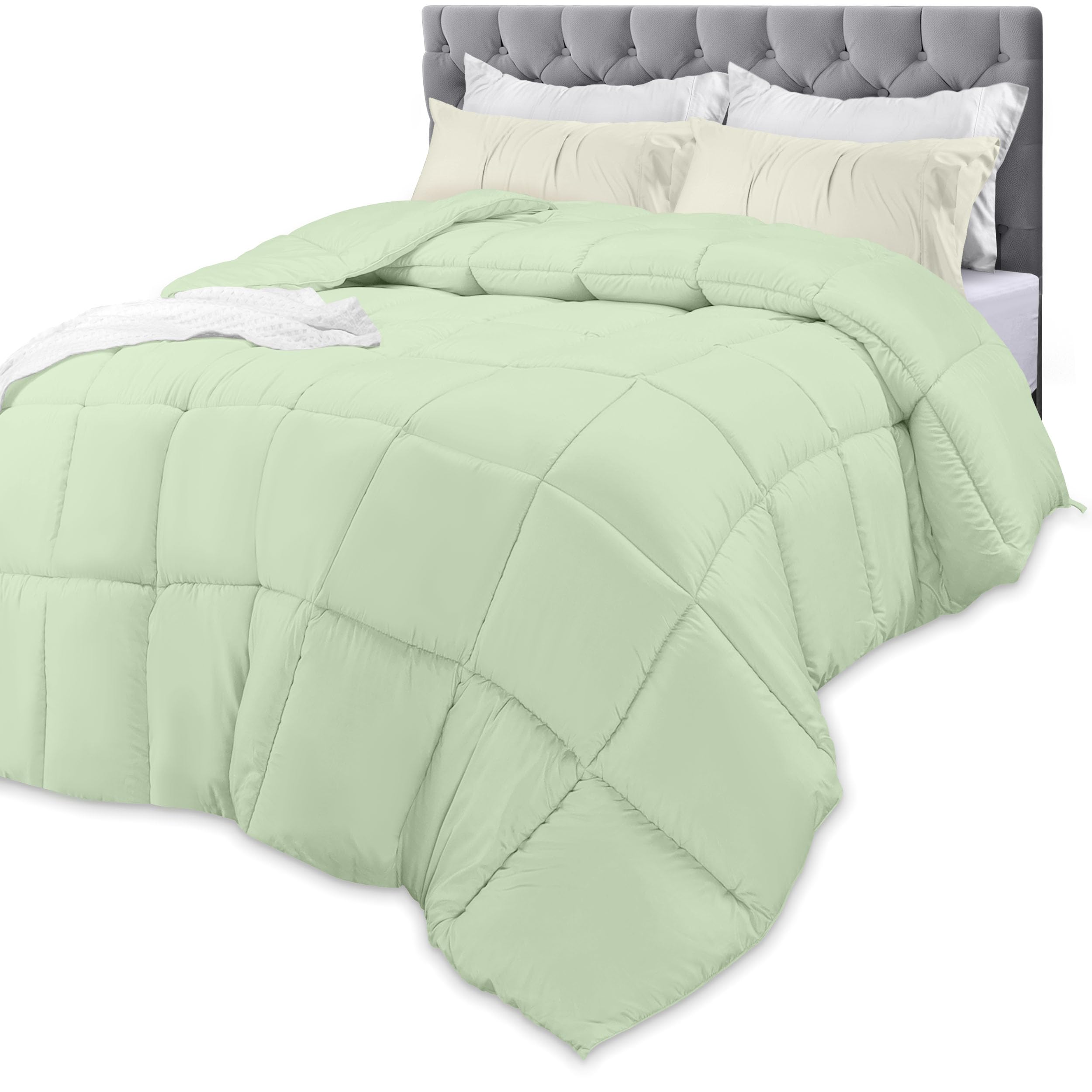 Utopia Bedding Comforters Twin Size, All Season Duvet Insert, Down Alternative Box Stitched Bed Comforter with Corner Tabs, Machine Washable (Sage Green)