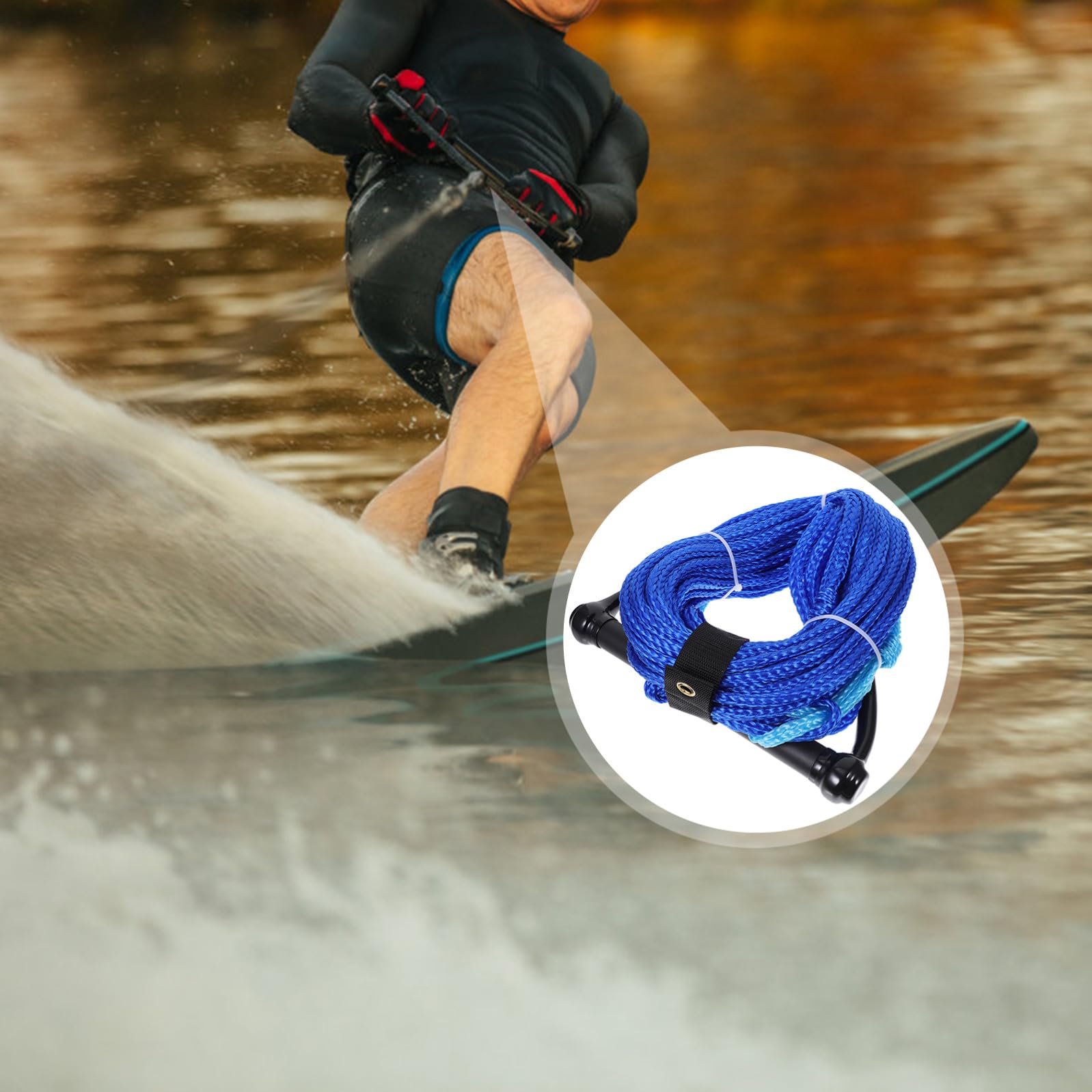 1 Stück Wasserskiseil mit Griff, Schwarz, Nylon für Boot Zufällige Farbe | Kneeboarding und Boating, Feuchtigkeitsresistent und Abriebfest, Leicht zu Handhaben Zufällige Farbe
