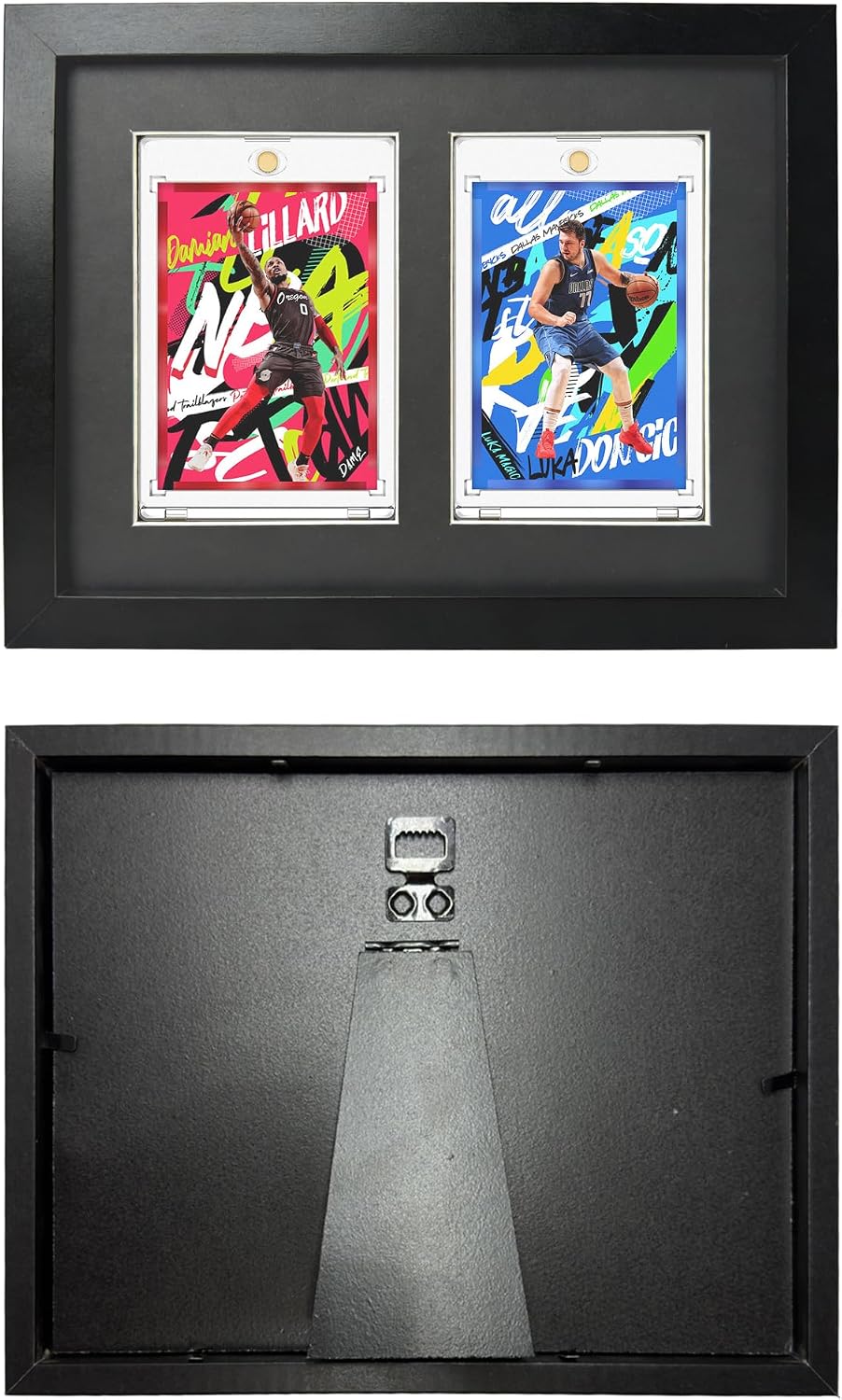 Baseball Card Display Case Wall Mount or Tabletop, Trading Card Display Frame, Sports Card Display Box with Magnetic Card Holder for 2 Standard Cards, Display for Basketball Football Hockey