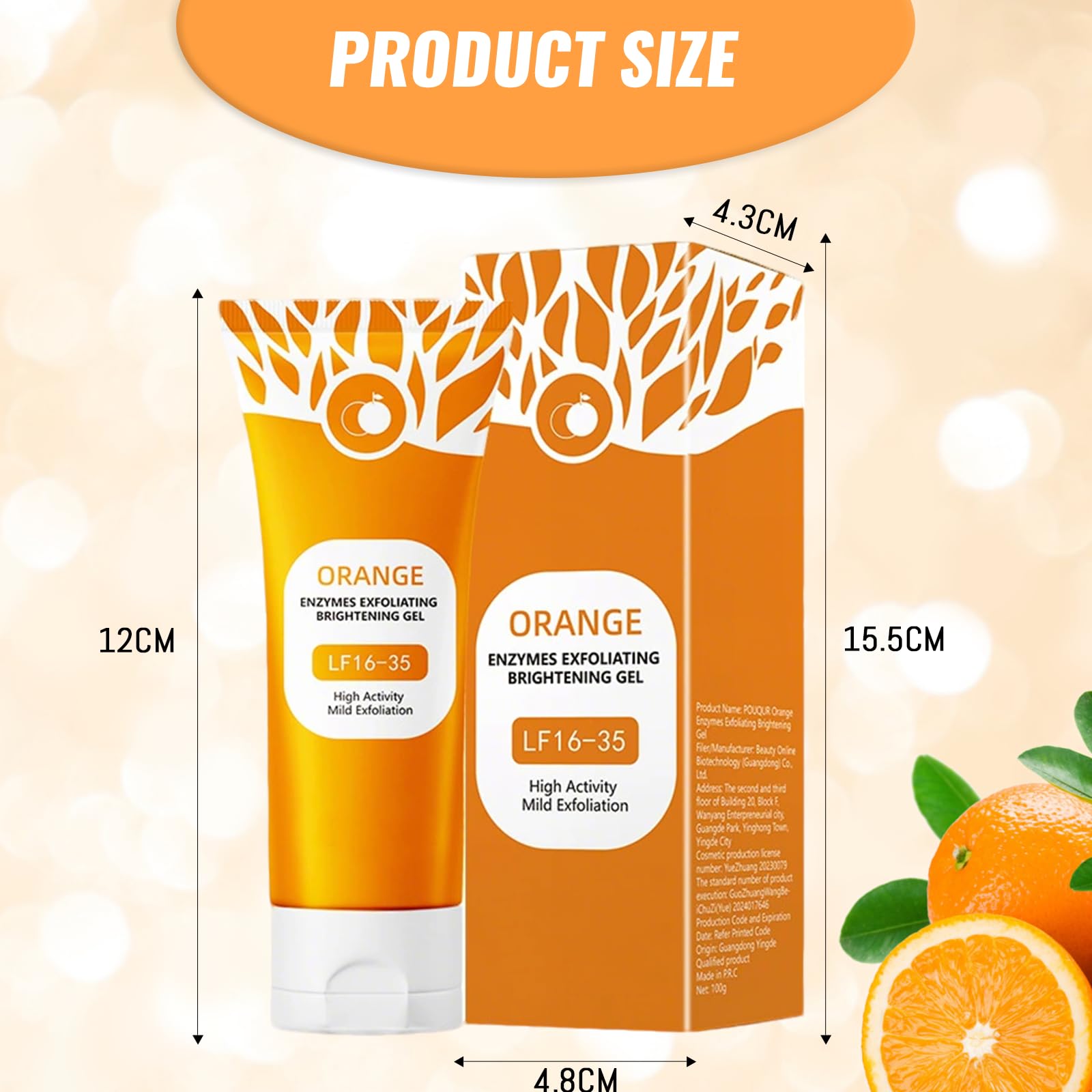 Bettinay 2PCS Orange Exfoliating Gel, Peeling Gel for Face and Body, 60 ml (Pack of 2) - Image 2