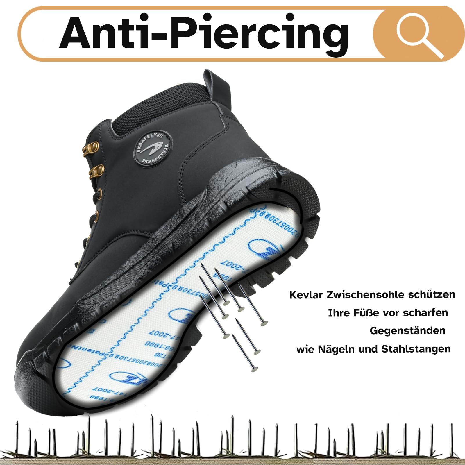 Chaussures de Sécurité Hommes Femmes Imperméable Bottines de Sécurité avec Embout en Acier Légère Montante Chaussures de Travail Antidérapant Basket de Securite