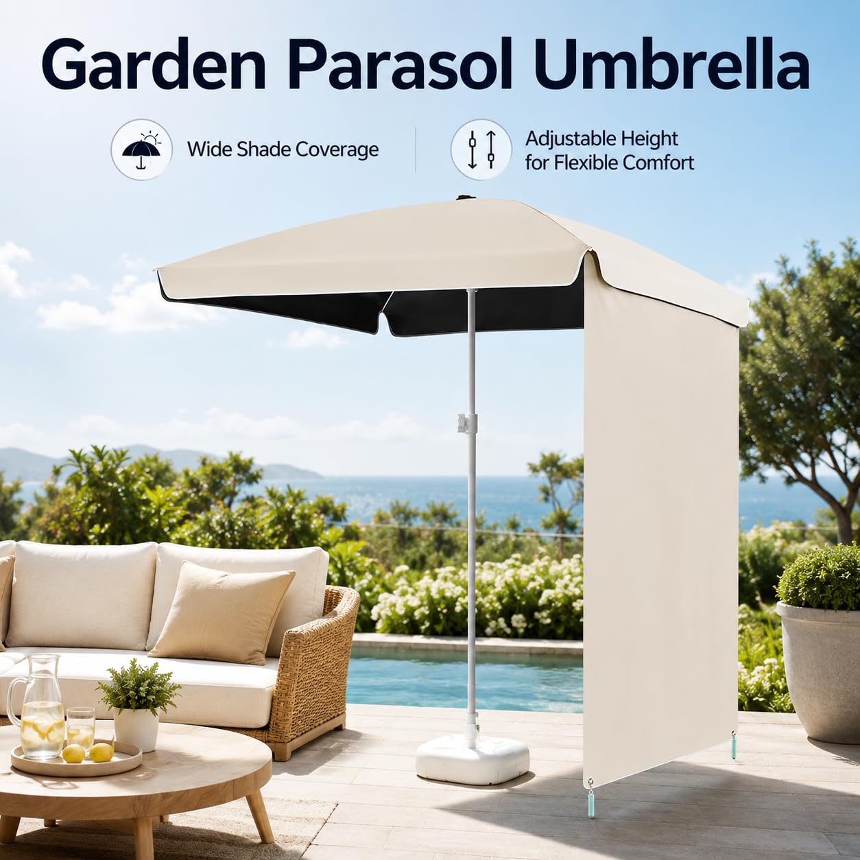 Parasol ogrodowy ogrodowy, regulowana wysokość, 160/200 cm | Składana konstrukcja, odporna na warunki atmosferyczne, do ogrodów, kempingów, plaż, restauracji, parków(Green,160CM)