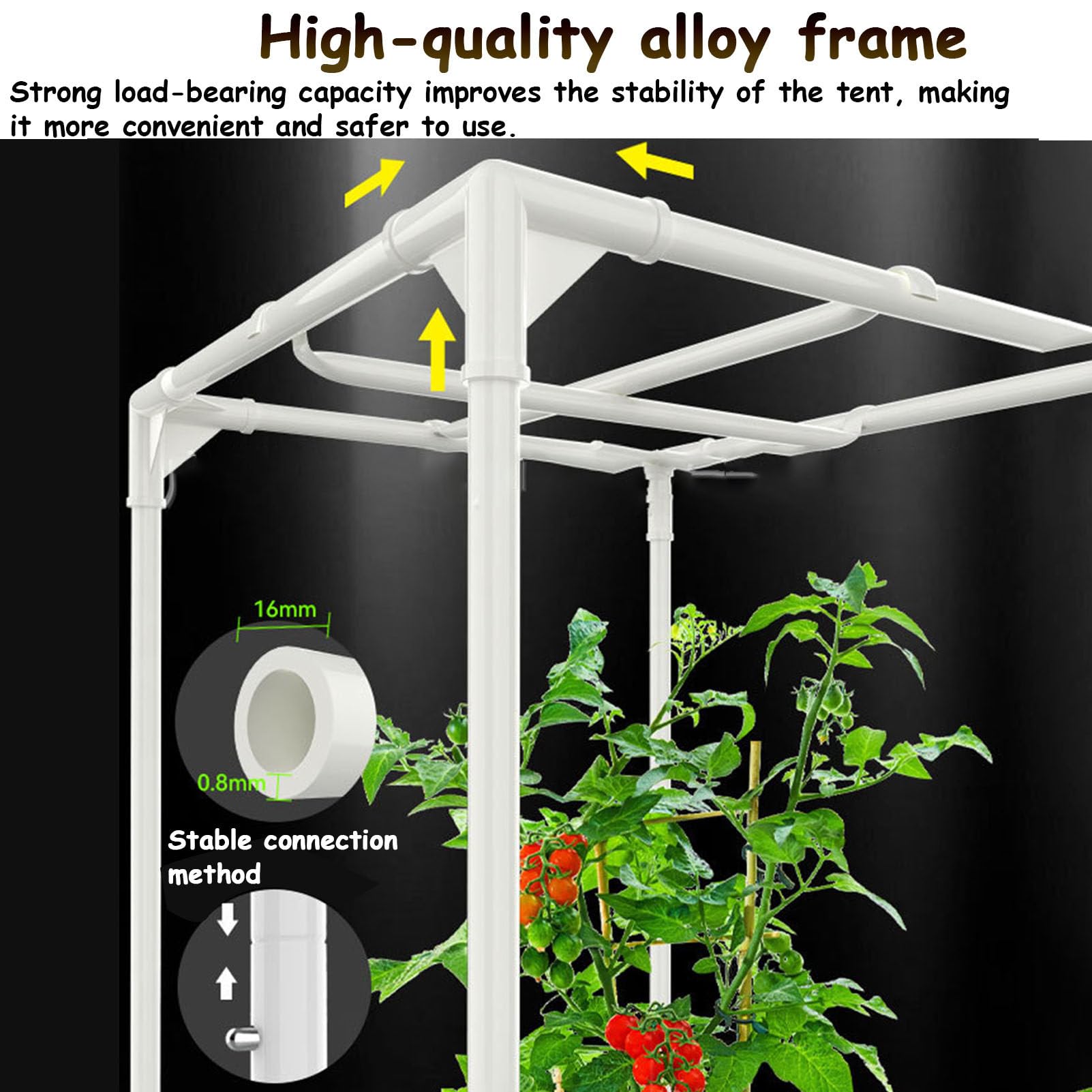 Armario de cultivo pequeño de 70 x 70 x 160 cm para el cultivo de plántulas en interiores. Armario de cultivo para hongos resistente al agua y a la luz, con luz LED