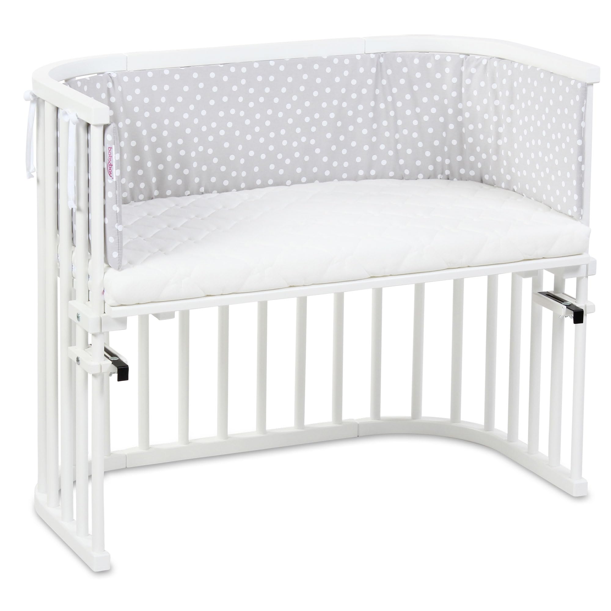 babybay Nestchen Piqué passend für Modell Boxspring XXL, perlgrau Punkte weiß