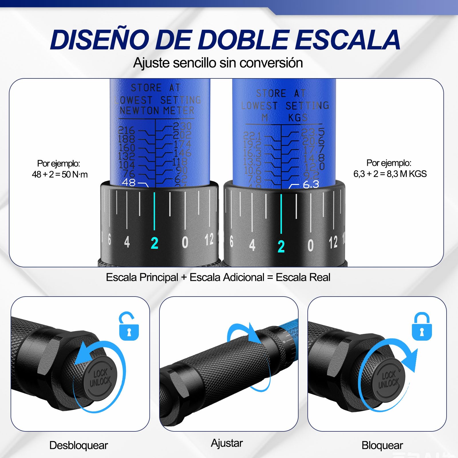 35-Piezas Kit de Llaves Dinamométricas, 3-230N·m Juego de Llaves Dinamométricas con 1/4" 3/8" 1/2" Llaves, ±3% Precisión, Doble Escala, 32 CR-Vorios, para Coche Bicicleta Moto Camione Tuercas