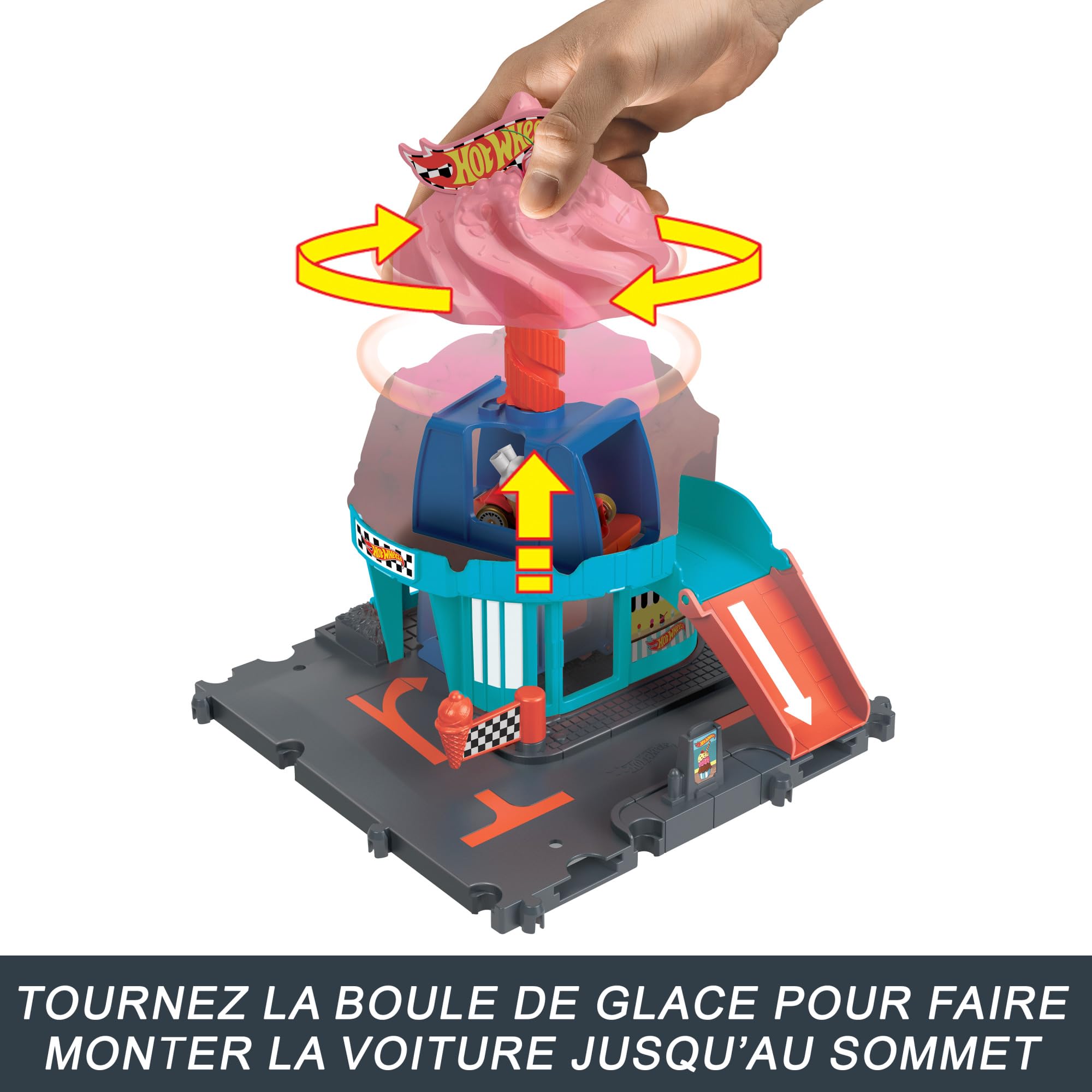 Hot Wheels Let’s Race Netflix - City Course Glacée Coffret 1 Voiture Hot Wheels, Structure de Jeu à connecter à d´Autres Coffrets, HTN77