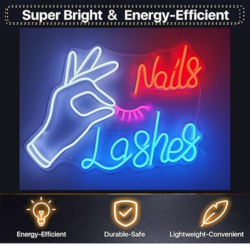 Miniatura 9 de Letrero de neón de pestañas, alimentado por USB con atenuador, letreros de RSEthan para decoración de pared, luces de neón para dormitorio, letrero