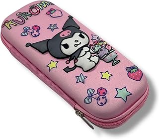 مقلمة أطفال 3D بأشكال كرتونية لطيفة من كيوشوب®️ – قماش متين، جيب شبك، تصميم مبهج ومساحة كبيرة لحمل الأقلام والأدوات – مناسبة للأولاد والبنات (Pink)