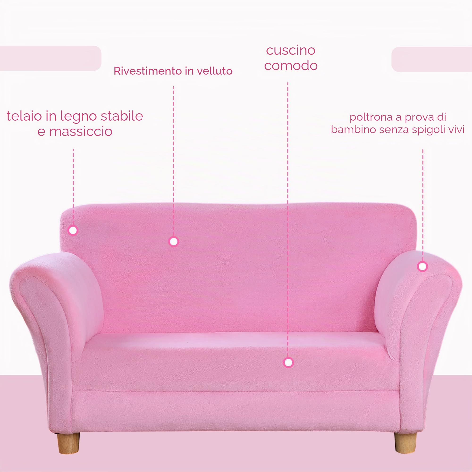 HOMCOM – 55 – 0014 bambini sedia/poltrona/divano/Bambini/doppio/singolo Soft NEU (fragola Sofa)