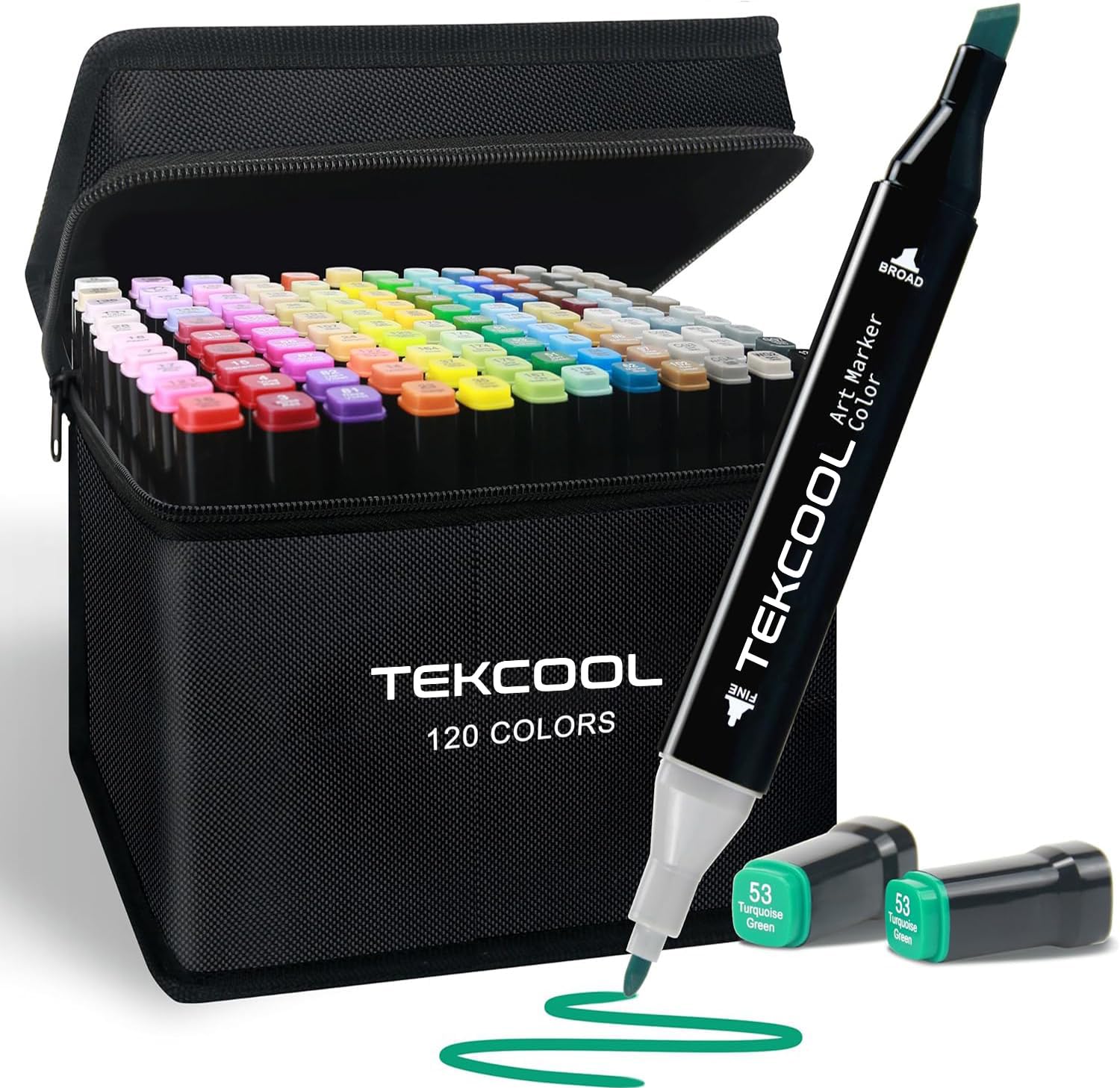 TEKCOOL Dual Tip Colorful Art Markers Sketch Pens 120 Colors with Carrying Case for Painting Sketching Calligraphy Drawing -Twin Head Permanent Colouring Marker Pens for Kids Adult, Multicolor'