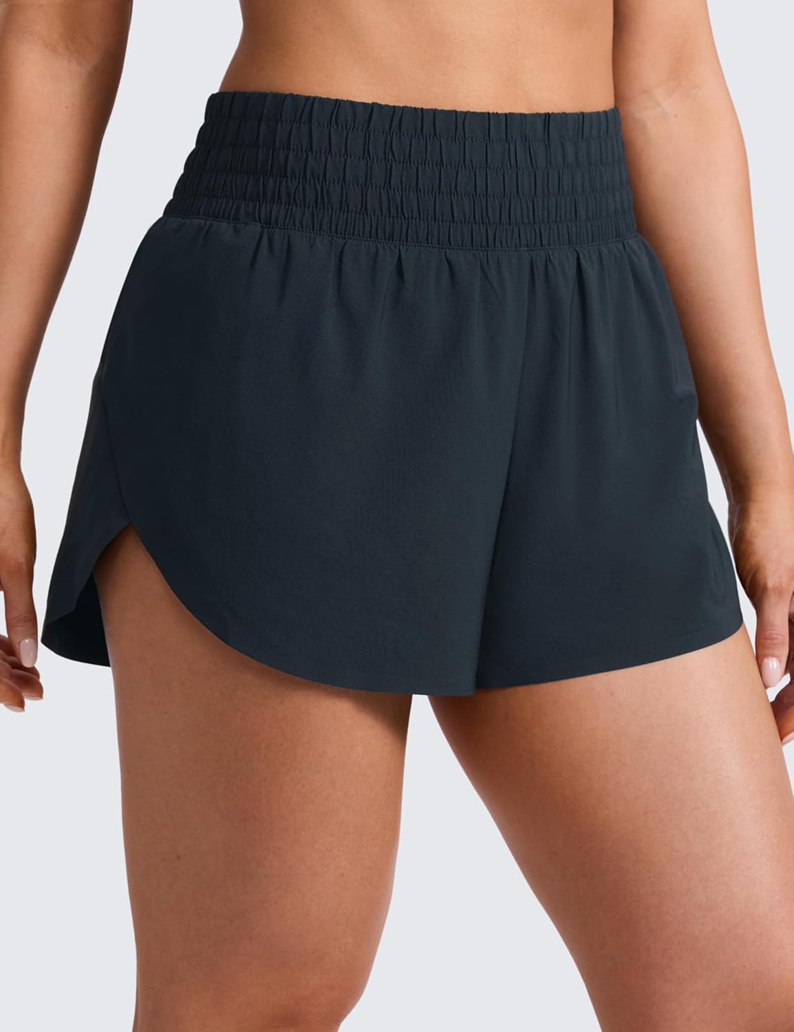 CRZ YOGA Split Dolphin Running Shorts for Women 2.5" - Curved Back High Waisted Quick Dry for Athletic Workout Gym Track - Image 2