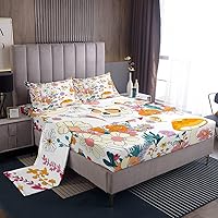 Vista 32 de Feelyou Juego de Sábanas Vintage con Flores Groovy Estilo Retro Sábanas Florales Boho con Sábana Bajera de Bolsillo Profundo para Niños Años 60 70