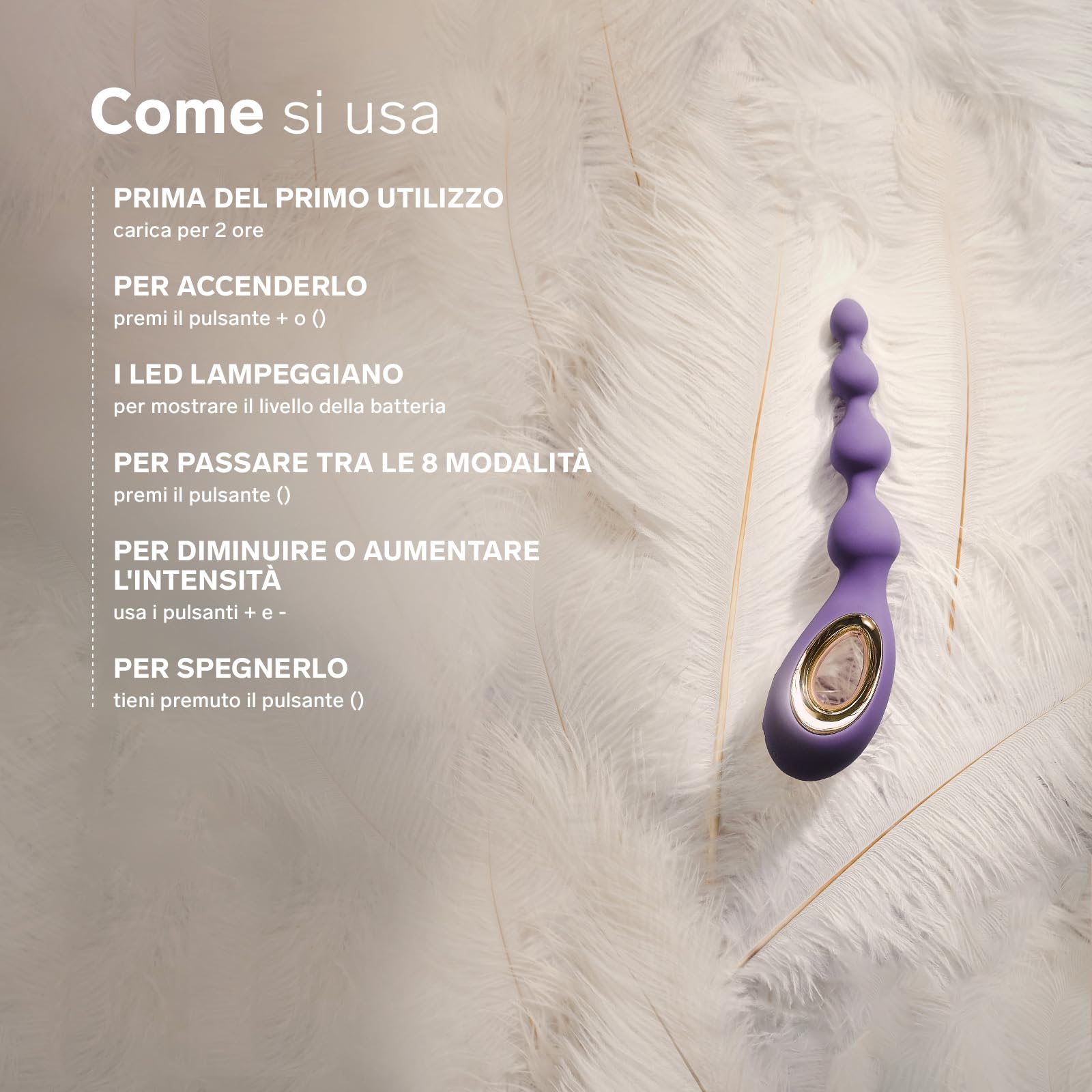 LELO SORAYA Beads Massaggiatore Anale con Perline, con Tecnologia Bow-Motion e 8 Modalità di Vibrazione, Vibratore Anale, Perle Anali, Violet Dusk