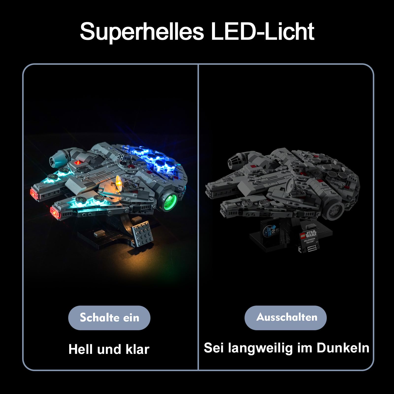 Kit d'éclairage LED BrickBling pour Lego 75375 Faucon Millennium, kit d'éclairage décoratif pour Lego Millennium Falcon Jouet créatif - Version standard - 3