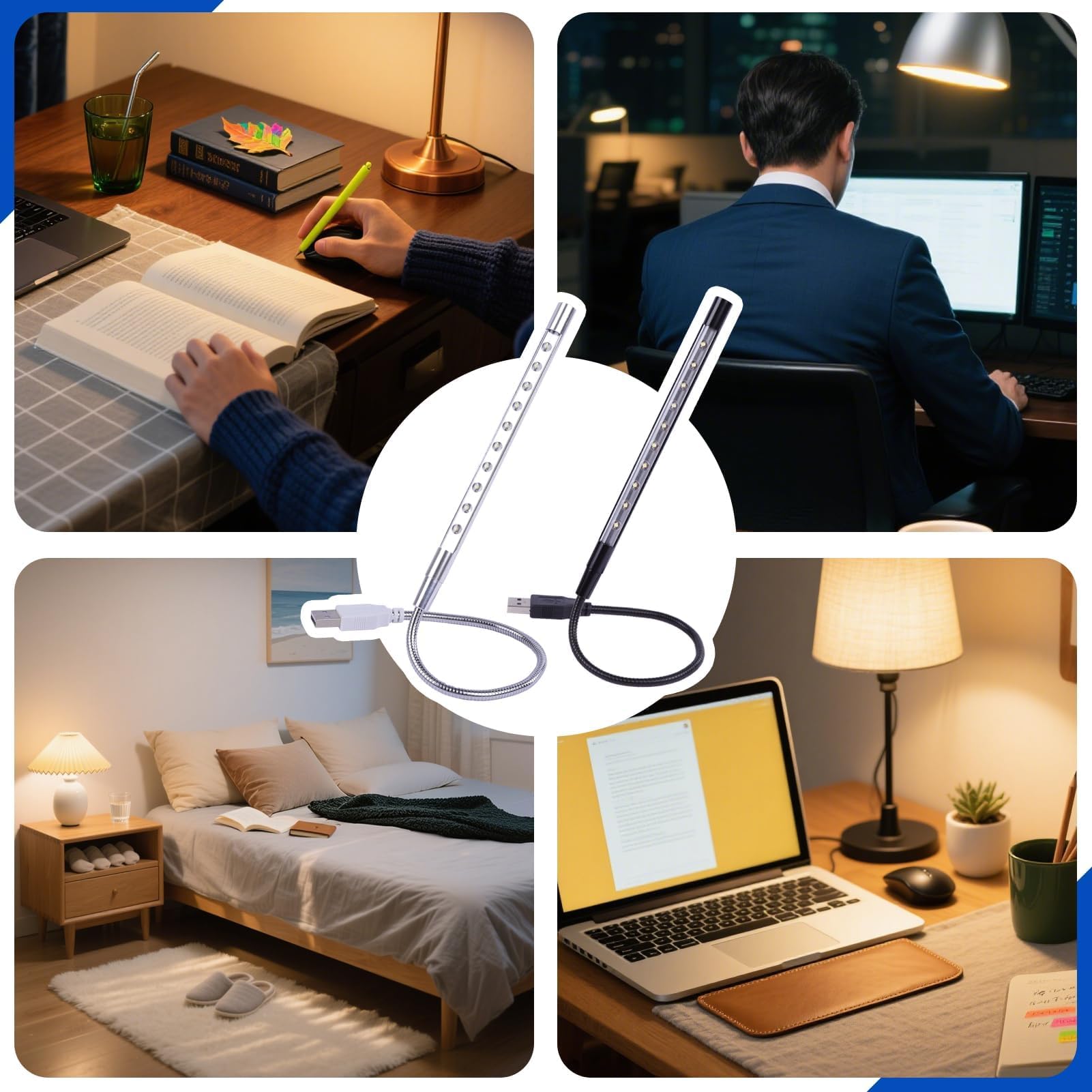 Raguso 5V USB Lampe D'ordinateur Portable Mini Lumière Col De Cygne Flexible 28 Source De Lumière LED Avec Interrupteur Pour étudiants Voyageurs Employés De Bureau(Blanc