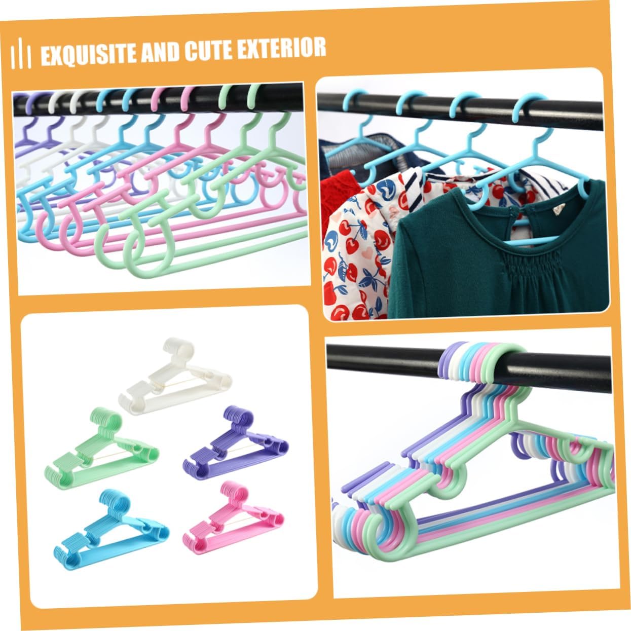 50pcs Kids Clothes Hangers Plastic Children Closet Hangers