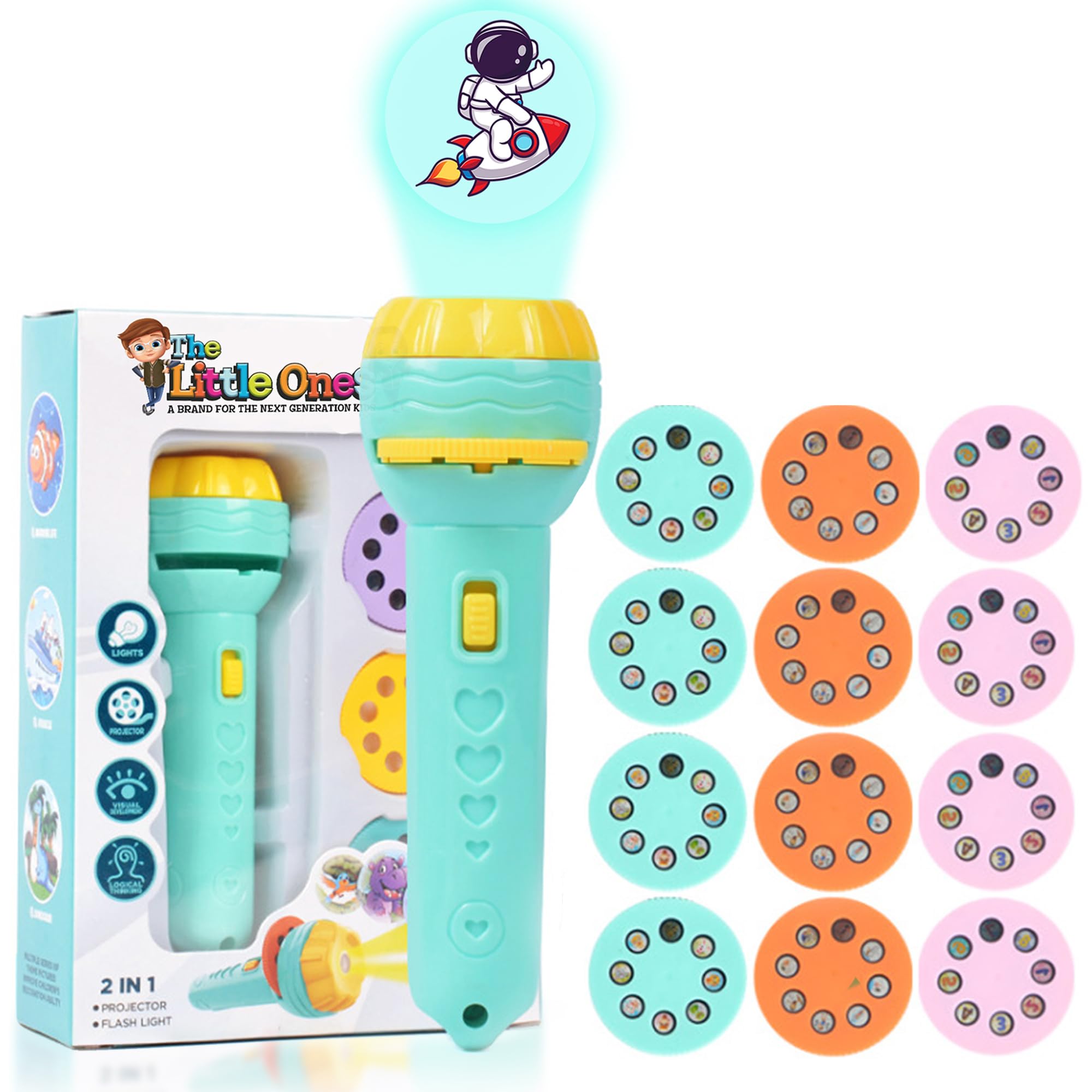 TheLittleOnes Light toys for kids - Projector for kids,sleeping story toys for toddlers,Educational Learning Toys,Torch [Projector 12 Reels 96 Pattern-Space,Dinosaur,Animal,Number & More (Multi-Colour (B0BHRL6TM9) Amazon Price History, Amazon Price Tracker