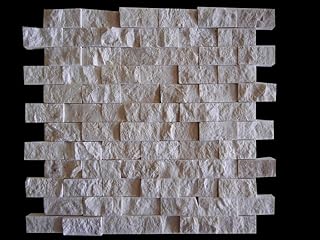 Beige marble Split Face mosaic 1x2