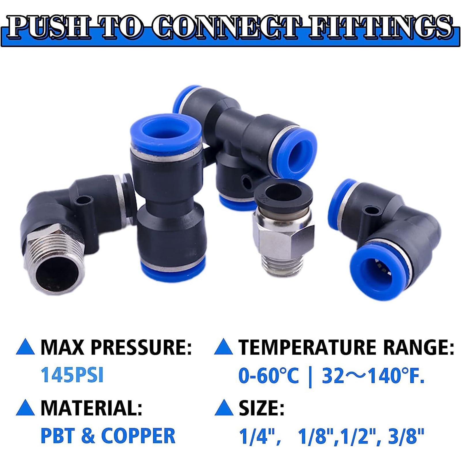 50 Pezzi Raccordo Pneumatico, Attacco Rapido Aria Compressa | Accessori Compressore Aria,Accessori Camion, Per Connessione Rapida Del Tubo Dell'aria（1/4", 1/8", 1/2", 3/8" ）