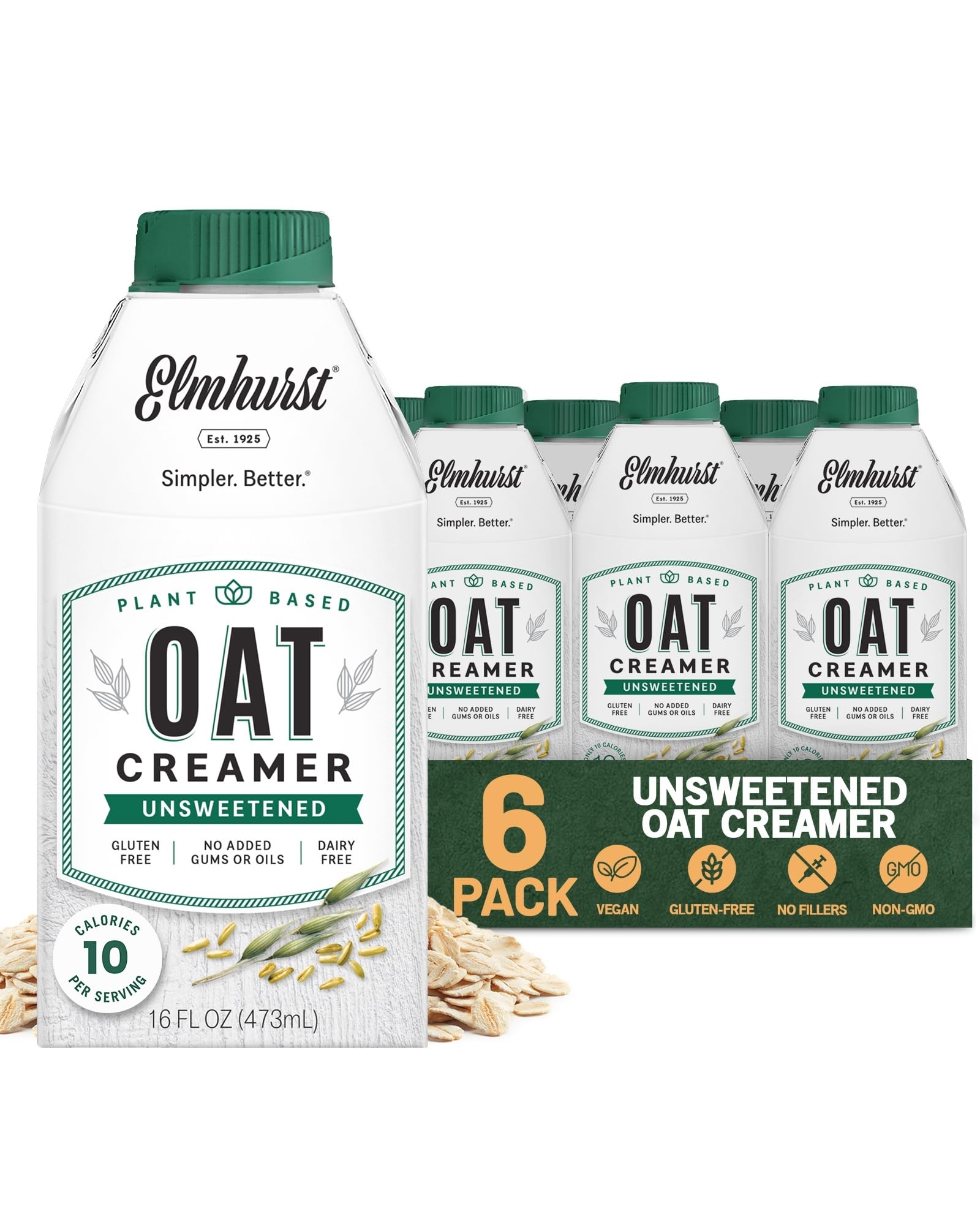 Elmhurst 1925 Original Unsweetened Oat Creamer, 16 Ounce (Pack of 6)