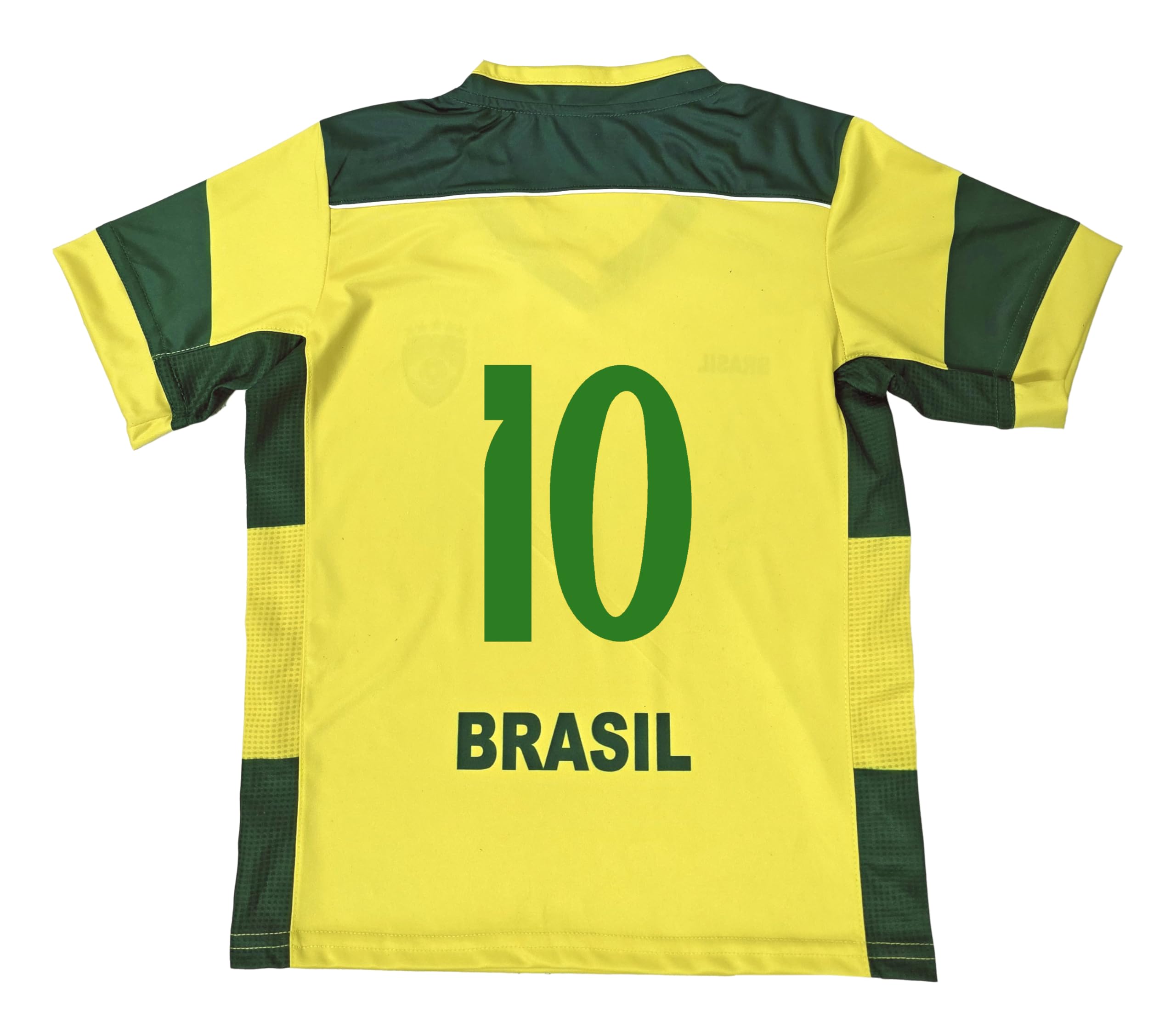 Brazil National Soccer Jersey Set, Youth Size, Yellow and Green, Lightweight Polyester, Customizable (US, Age, 4 Years, Yellow-10)