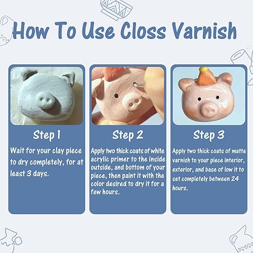 Miniatura 3 de Esmalte de arcilla seca al aire, barniz de arcilla para secado al aire, barniz acrílico transparente para cerámica artesanal impermeable y acabado