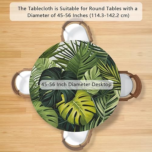 Vista 15 de Mantel redondo ajustable con borde elástico, mantel de hojas coloridas abstractas, impermeable, lavable, para mesas redondas, ideal para picnic