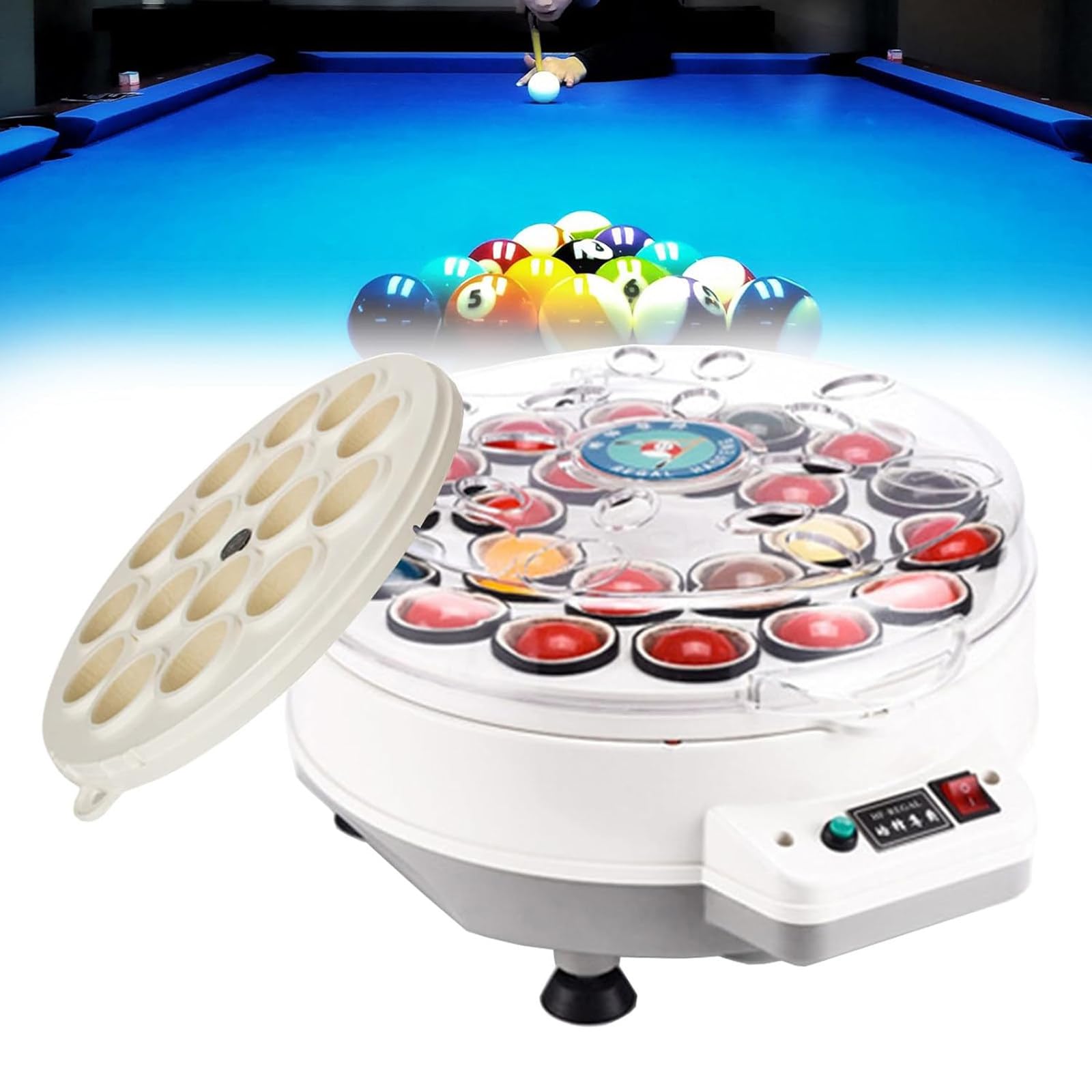180W Electronic Ball Cleaning Machine For Pool Balls, Automatic Pool Ball Polisher, Billiard Polishing Machine, Double-Layer Wool Felt, Automatic Cleaning, For Pool And Snooker Balls Sets 22balls