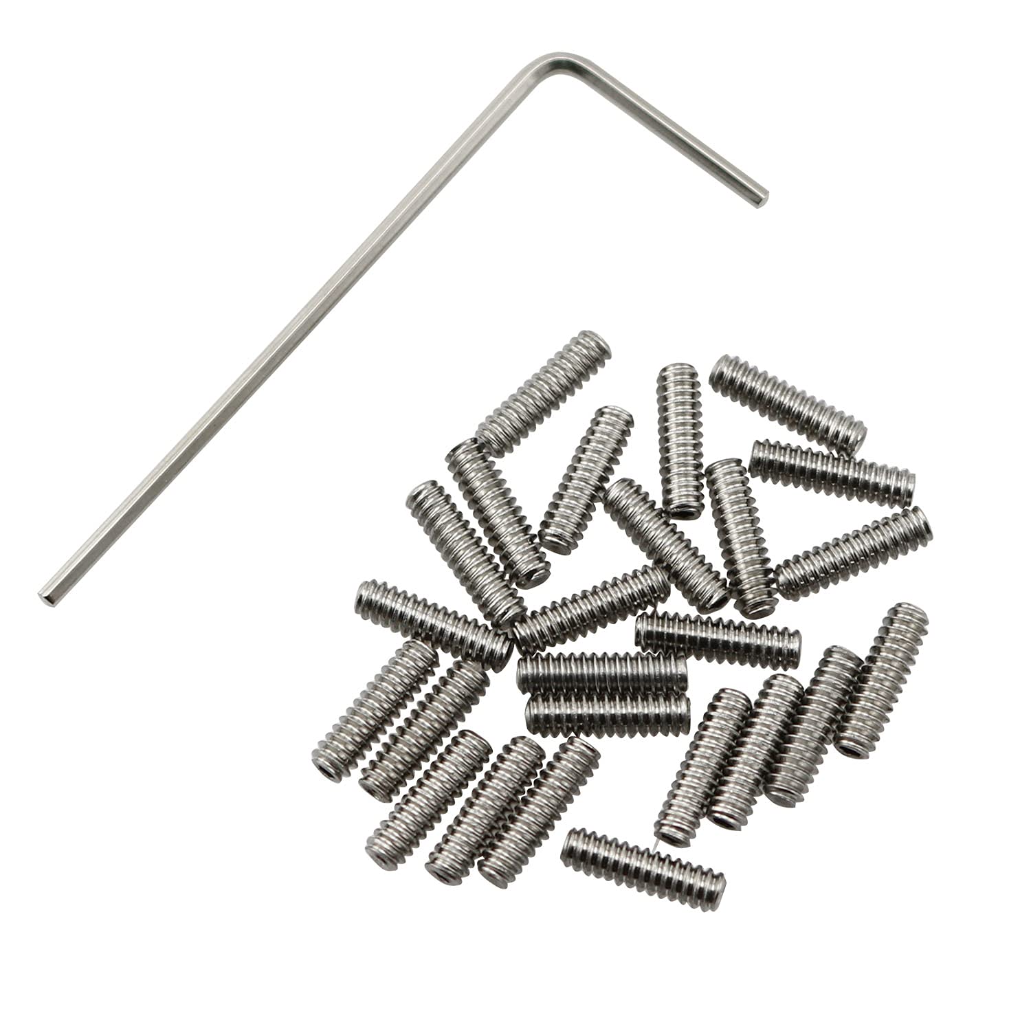 25pcs 4-40 x 3/8inch Stainless Steel Allen Head Hex Hexagon Socket Set Screws Cup Point with Hex Key Wrench 4-40 x 3/8 Inch