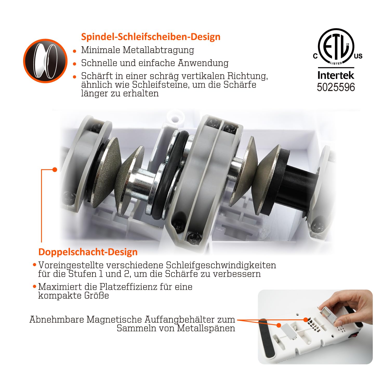 SHARPAL 198H Elektrischer Messerschärfer, Diamant Schärfsystem 325/1000 Körnung, Keramik Schlitz