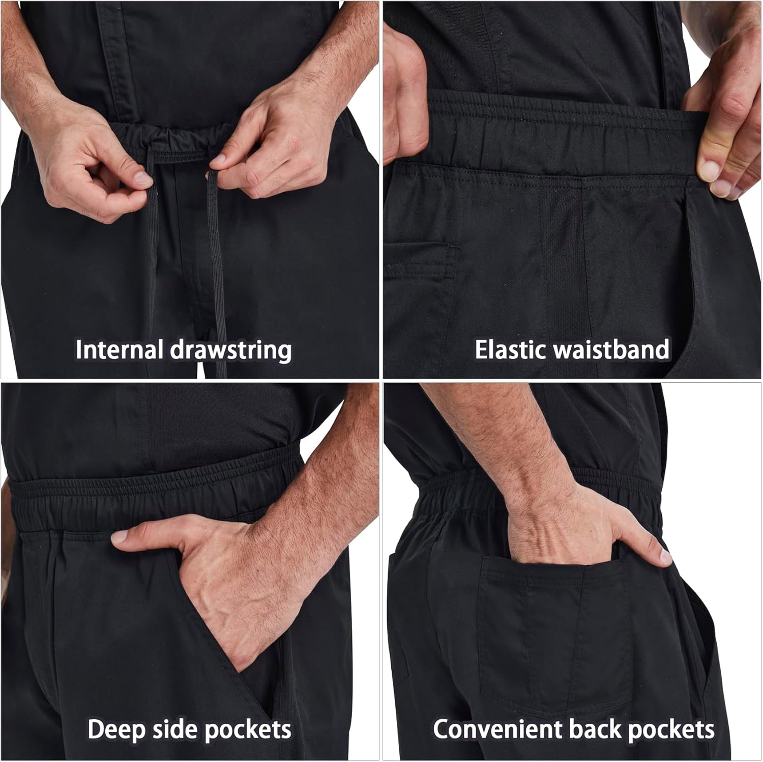 LETAOTAO Chef Pants Men Breathable Straight-fit Chef Cargo Pants with Mesh Panels & Elastic Waist Kitchen Work Pants - Image 5