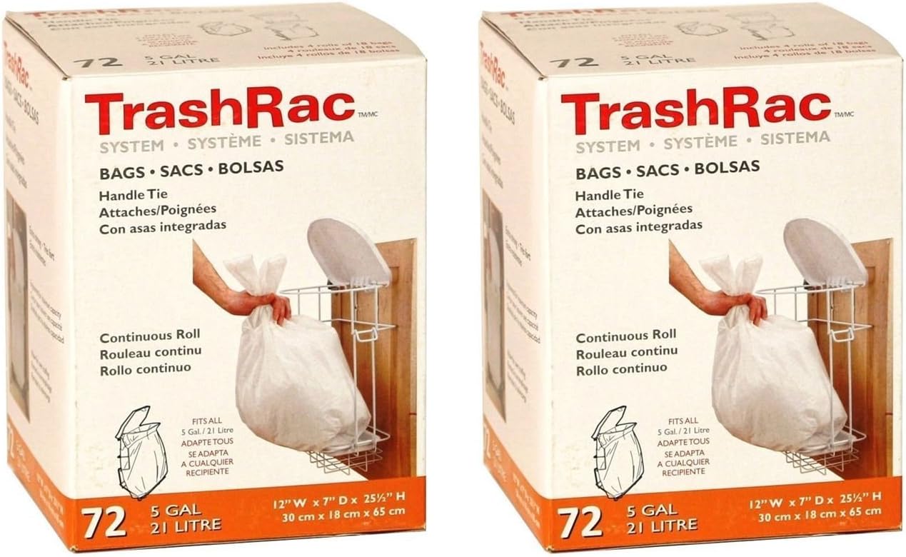5 gal. Trash Bags Handle Tie - 72 Count (Pack of 2)