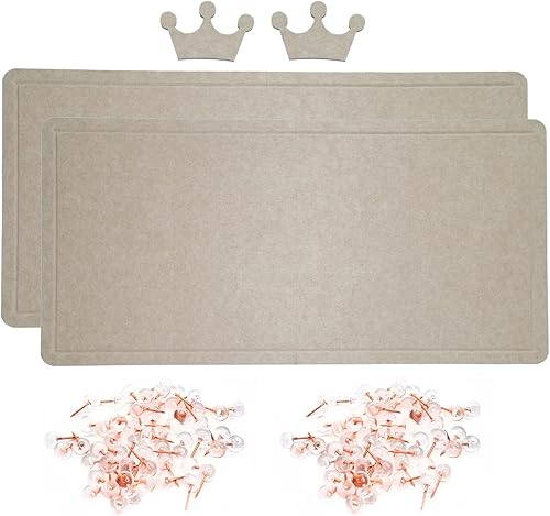 2 tablones de anuncios plegables de fieltro grande, 36 x 18 pulgadas, tablero decorativo enmarcado con 70 pines de rosas para paredes de escuela,