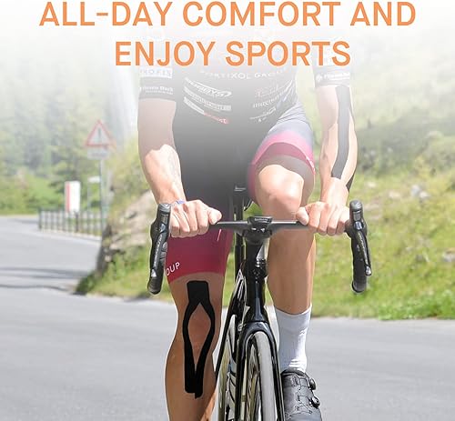 Miniatura 5 de OK TAPE Cinta de kinesiología básica sin cortar, cinta elástica Cutton, 2 rollos beige y negro