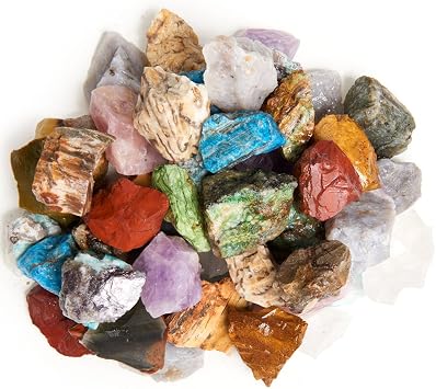 3 lbs Natural Premium Madagascar Rough Stone Mix - Large Size - 1" to 1.5" Average - Raw Rough Rocks for Arts, Crafts, Tumbling, Polishing, Gem Mining, Wire Wrapping and More!