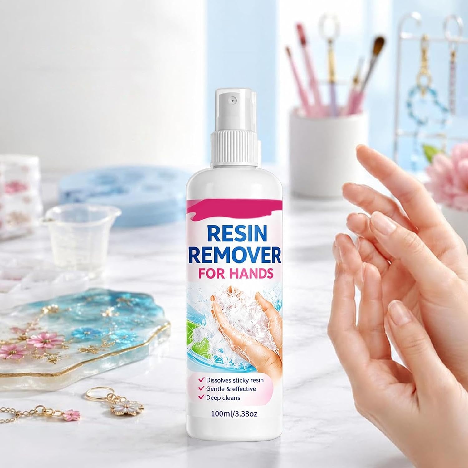 Resin Remover, 100ml Gentle Water-Based Glue and Epoxy Cleanser for Artists