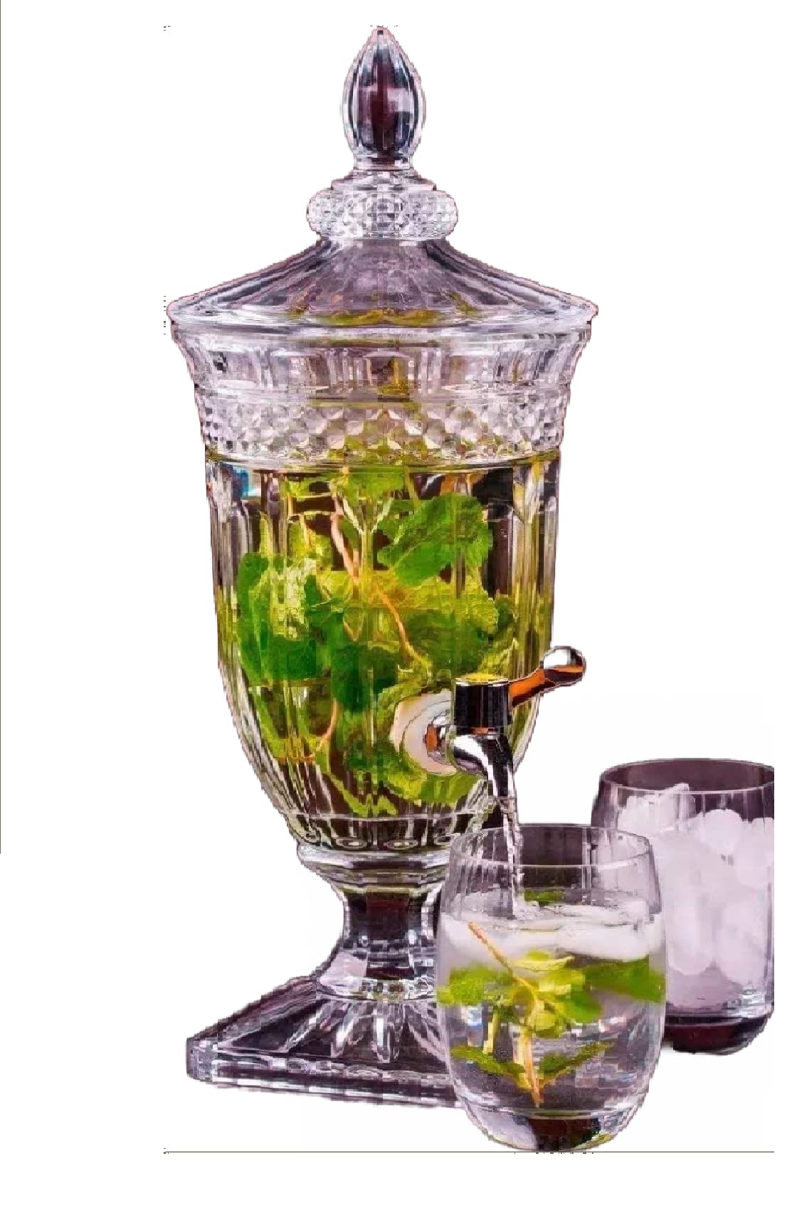 Ezalla Piece Mason Jar Beverage Drink Dispenser 2 Litre Glass Pitcher with tap/Spigot and Glass lid Detox, Perfect for Juices, Mocktails and More, Food Grade, Dishwasher Safe (1) 4