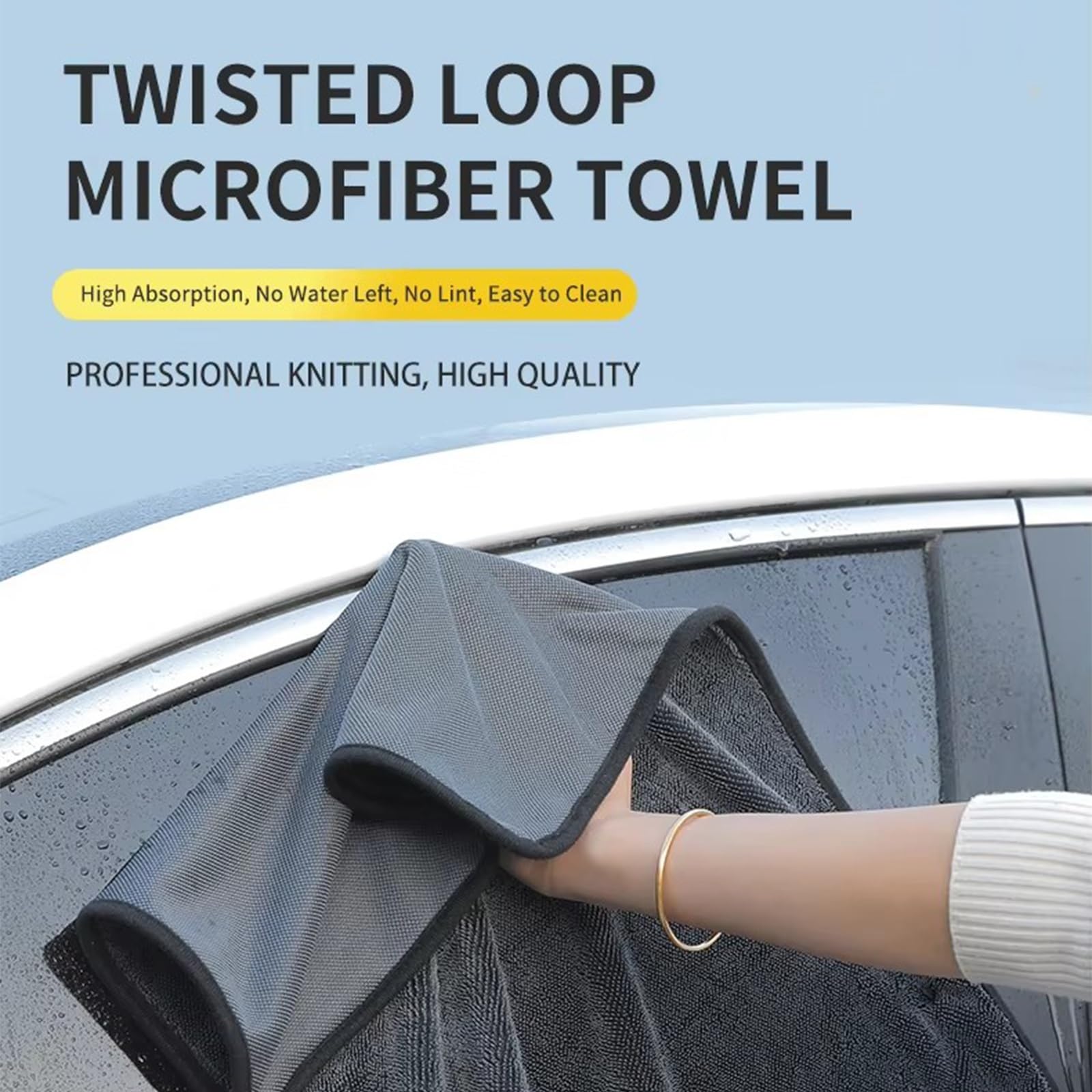 Ręczniki do suszenia Twisted Loop, Ręczniki z mikrofibry Detail Plusz - Delikatny dotyk, Do wnętrz samochodowych, Powierzchnie szklane, Powierzchnia cienka(3pack)