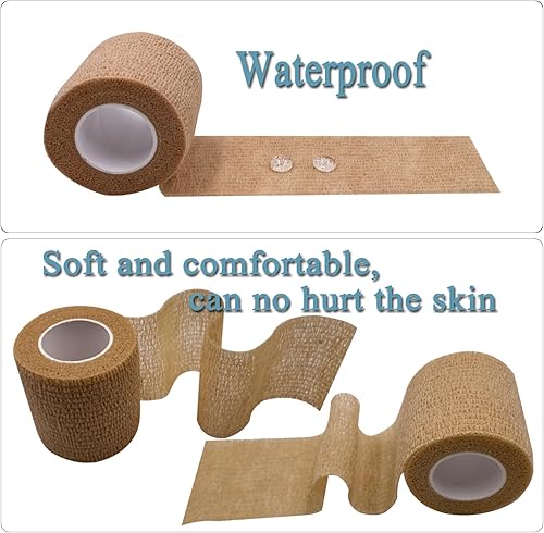 Miniatura 5 de Envoltura de vendaje autoadhesiva, 6 rollos de envoltura autoadhesiva de 2 pulgadas, vendajes autoadhesivos, vendaje elástico para esguinces de