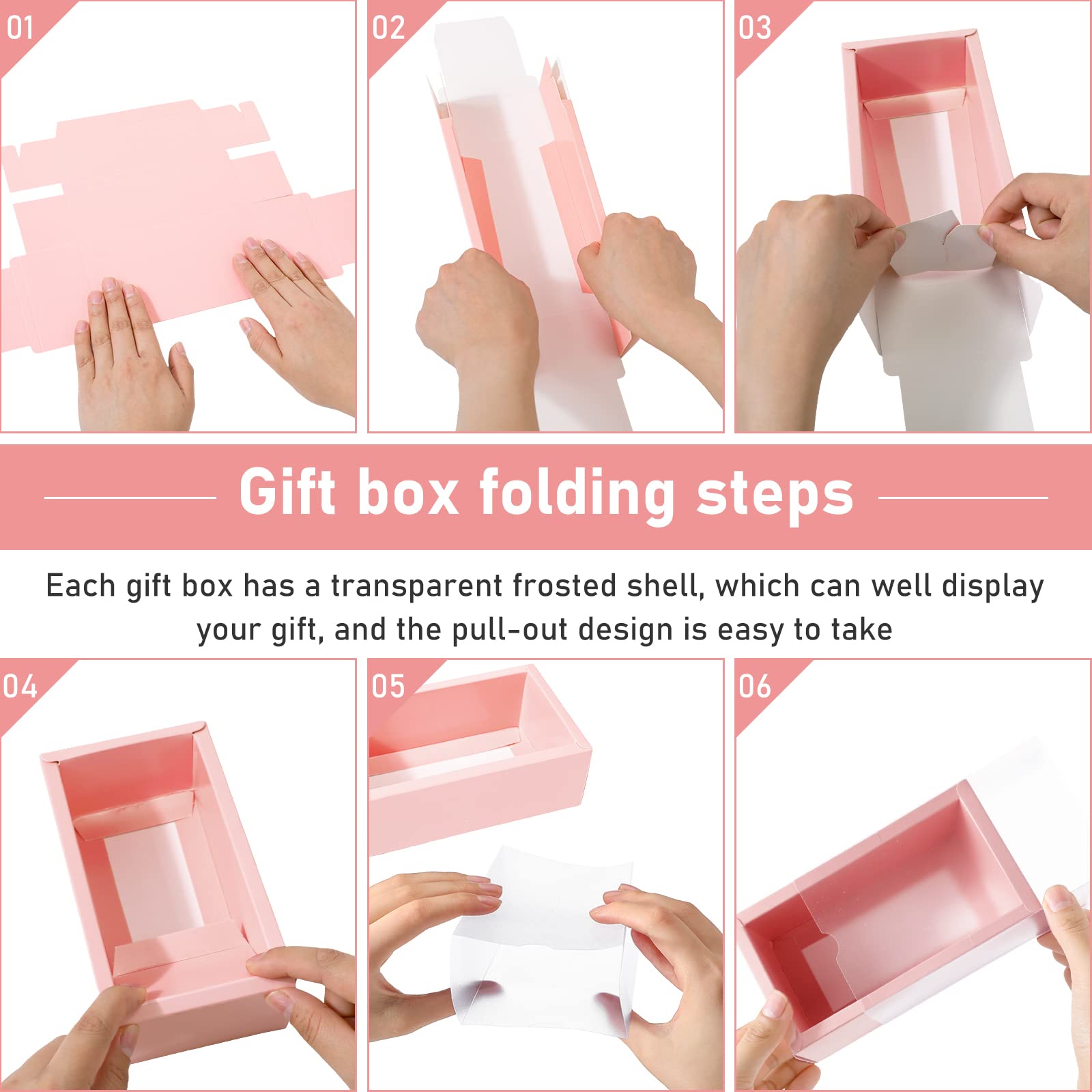 50 Sets Rectangle Kraft Paper Drawer Boxes with Window Homemade Soap ...