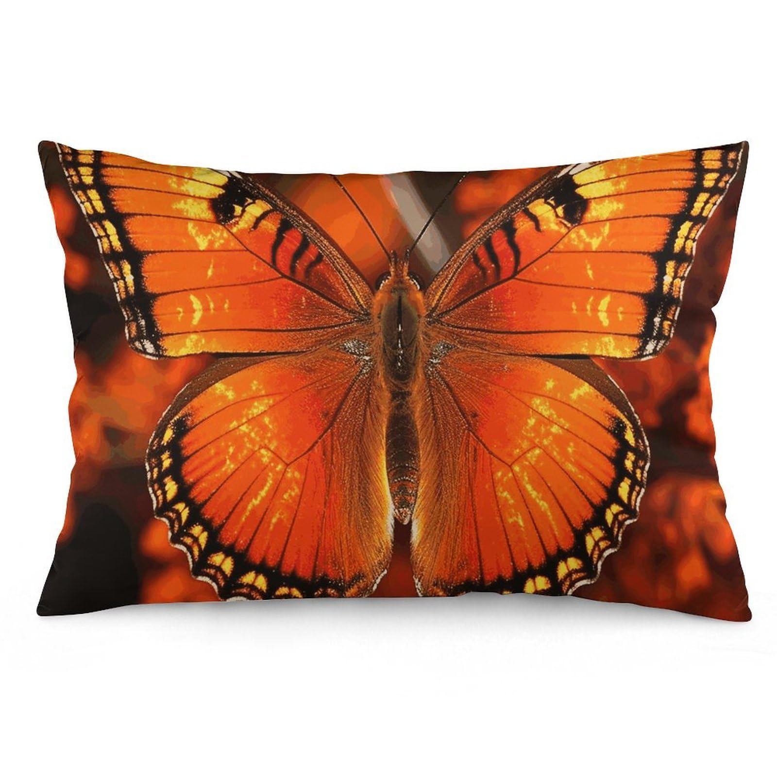 2 Pack Pillow Cases for Hair and Skin, Soft Breathable Pillow Case Covers with Hidden Zipper, Orange Butterfly Pillowcase 12 "x20 Pillow Covers for Sleeping Gift