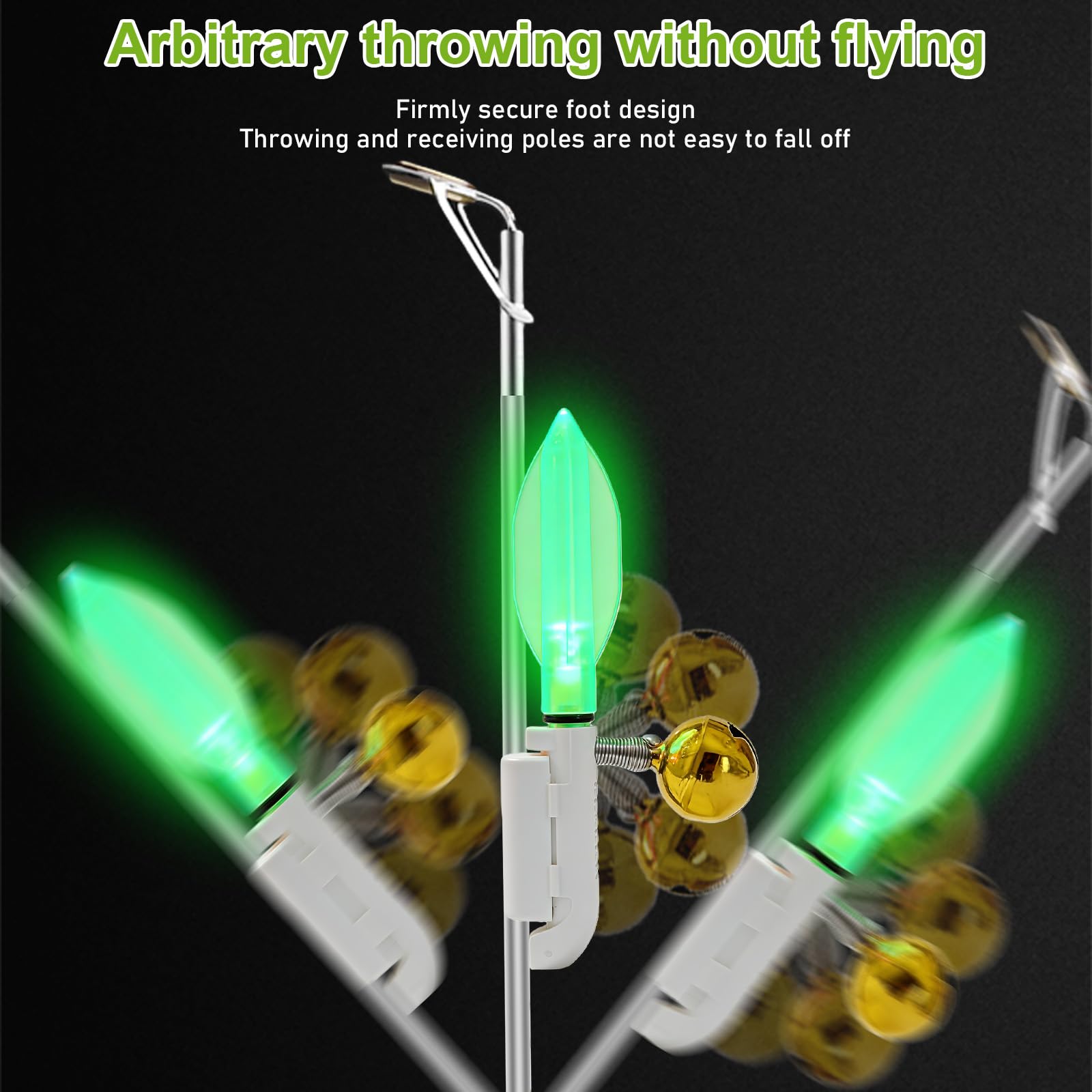 GBKDQQ 6 indicatori di abboccata per pesca, campanello di allarme, luci a LED, impermeabili, con fibbia, indicatore di abboccamento per canna da pesca (caricatore e batteria)