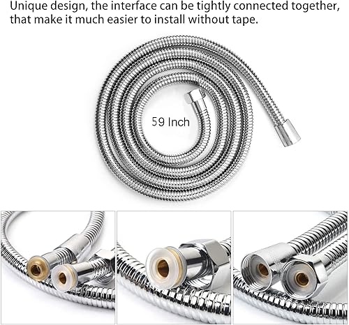 Miniatura 5 de Limpiador de ducha de aluminio de 3 cabezales con manguera de ducha de 59 pulgadas para kit de baño portátil sistema de enema empotrado