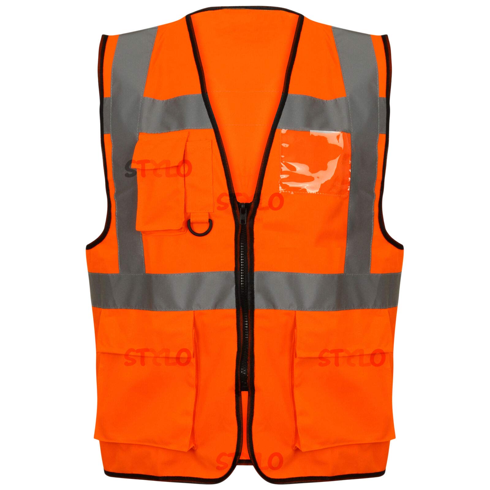 Stylo Online Executive Hi Viz Vest High Vis Visibility Zip Vests Reflective Security Work Contractor Safety Workwear Waistcoat Jacket Top (HV330 Orange,XL) — image 1