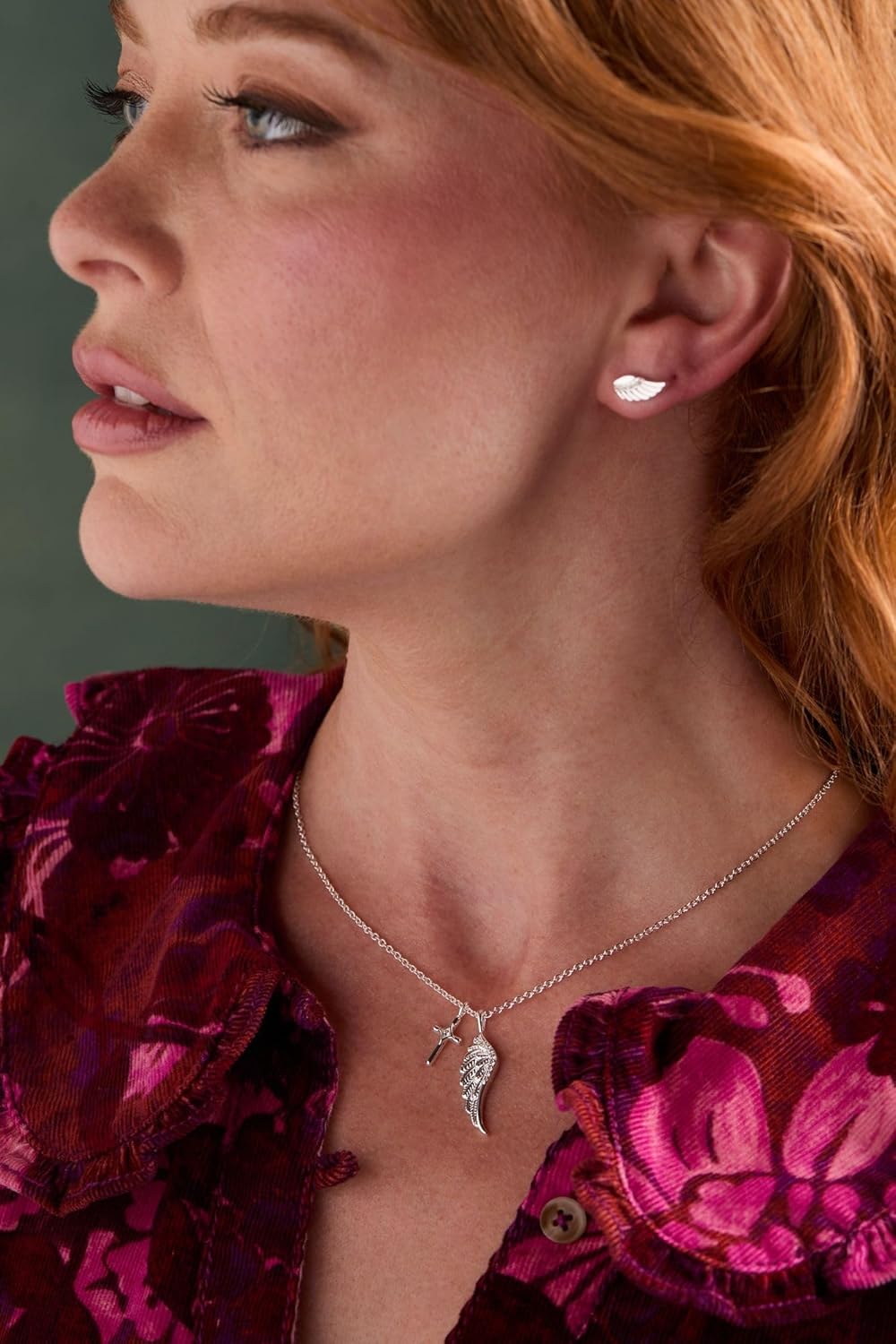 Alex and Ani Faith Wing Stud Earrings, Shiny Silver - Image 2