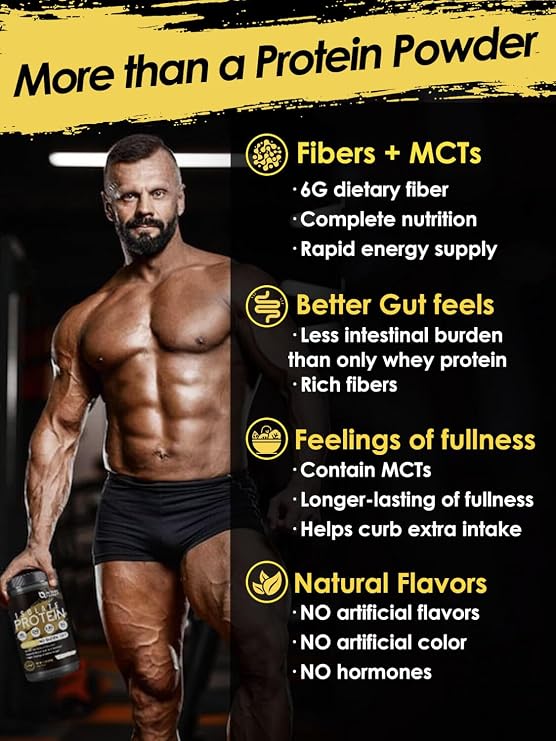 NATURE TARGET Unflavored Protein Powder - 24g Whey, Milk & Pea Isolate Blend with MCTs - No rBGH, Gluten-Free - Perfect for Coffee & Baking - 16 Servings